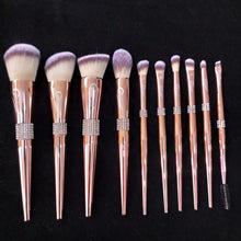 Load image into Gallery viewer, Rouge Pink Brush Set (10 piece brush collection with bag)
