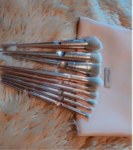 Rose Pink Brush Set (10 piece brush collection with bag)