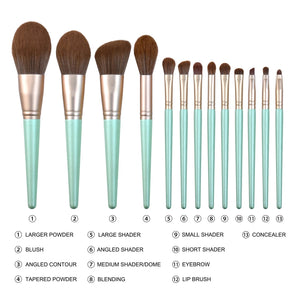 Spring Green Brush Set (13 piece brush collection with bag)