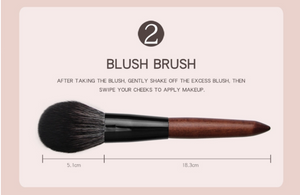 Face Brushes Set Wooden Handle Brush Set (5 piece collection with bag)