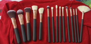 Onyx Black Brush Set (15 piece brush collection with bag)