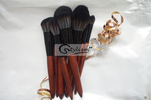 Wooden Handle Synthetic Brush Set (12 piece collection with bag)