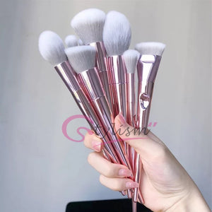 Rose Pink Brush Set (10 piece brush collection with bag)