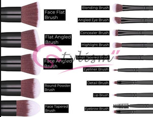 Black Jade Brush Set (15 piece brush collection with bag)